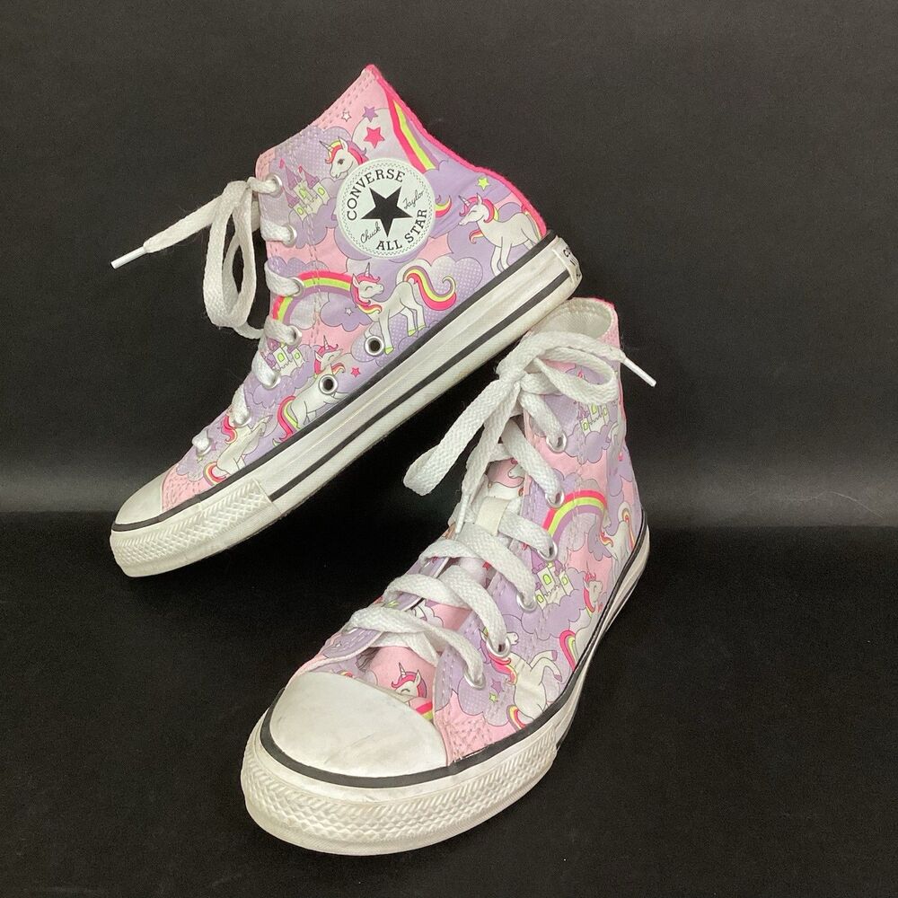 Converse Chuck Taylor All Star High -Girl's Sz 3 -Neon Unicorn Sneakers 669107F